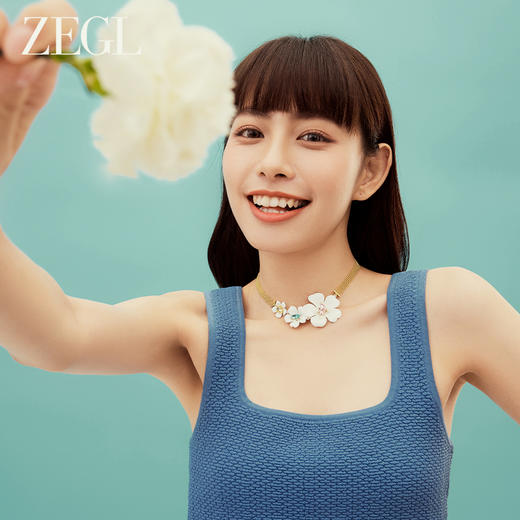 ZEGL设计师秘密花园系列金属风古巴花朵项链女2023新款锁骨链颈链 商品图2