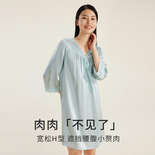 金三塔100%桑蚕丝时尚睡衣舒适凉感女真丝素色睡裙家居服春夏新品  YSFDC305 商品图2