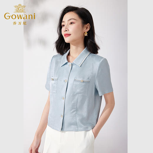 乔万尼短款真丝衬衫夏季新款桑蚕丝上衣ET2C260 商品图1