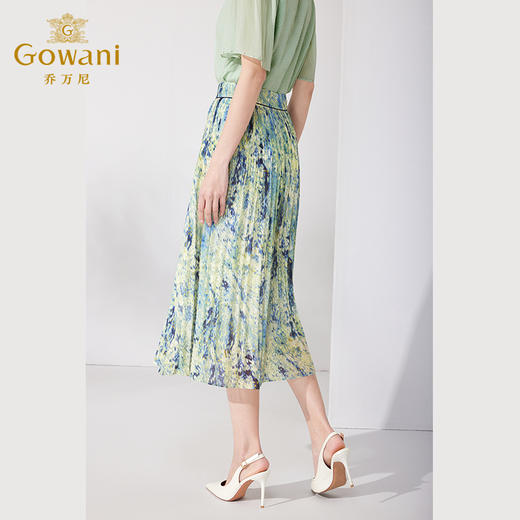 Gowani乔万尼百褶半身裙夏季新品显瘦百搭油画风设计师款ET2D305 商品图2
