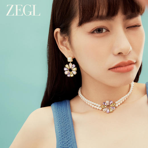 ZEGL设计师秘密花园系列花朵双层项链女轻奢高级感珍珠锁骨链颈链 商品图4