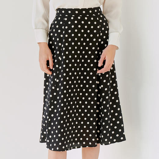 【桑蚕丝黑底波点半裙】23年春夏新品女士100%桑蚕丝裙子中长款真丝裙子 商品图2