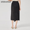 oldcolour2023夏季新款黑色高腰显瘦直筒中长款半身裙O24063431 商品缩略图4