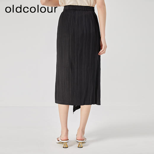 oldcolour2023夏季新款黑色高腰显瘦直筒中长款半身裙O24063431 商品图4