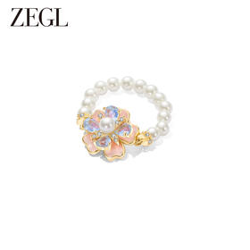 ZEGL设计师秘密花园系列花朵珍珠戒指女小众设计高级感指环食指戒