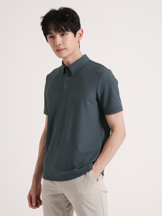 callisto绿色舒适弹力翻领T恤 SSTSS011C 商品图1