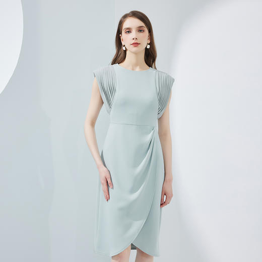 NF8F6斯尔丽瑟俪2023新款设计感手工立体压褶腰间褶皱显瘦修身连衣裙 商品图0