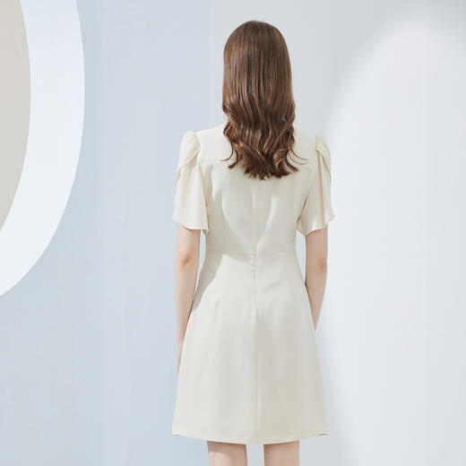 NF8E9斯尔丽瑟俪2023夏季新款改良版中国风旗袍领荷叶袖收腰俏丽连衣裙 商品图1