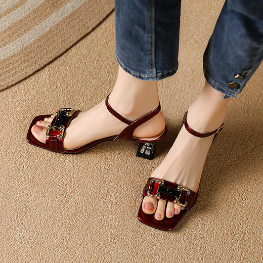 时尚百搭，配裙子一字带高跟凉鞋JZ215 商品图11