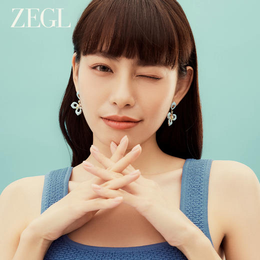 ZEGL设计师秘密花园系列蓝色花朵耳环女小众森系耳钉银针夏天耳饰 商品图2