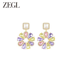 ZEGL设计师秘密花园系列花朵耳环女2023新款爆款耳钉925银针耳饰