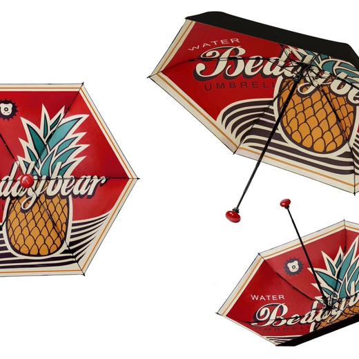 【爆款超低价预售 急单慎拍】小红书推荐杯具熊大菠萝5折6骨口袋伞黑胶防晒晴雨韩版杯具熊雨伞 商品图0