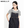 NEELLY纳俪商场同款夏季背带裙女牛仔前开叉A字裙条纹T恤两件套潮N23053Z01187 商品缩略图1