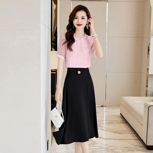 洋气减龄，复古立领衬衣百搭显瘦时尚A字摆半身裙套装HR-SSQJRA638-69 商品图9