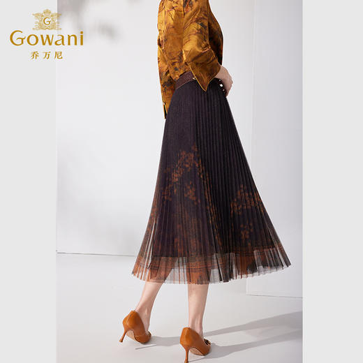 乔万尼夏季新品半身裙复古百褶网纱设计感ET2D270 商品图2