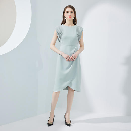 NF8F6斯尔丽瑟俪2023新款设计感手工立体压褶腰间褶皱显瘦修身连衣裙 商品图3