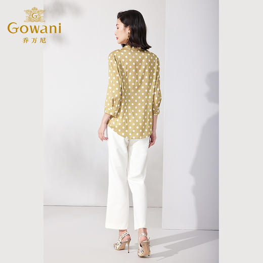 乔万尼真丝衬衫V领设计气质职场波点桑蚕丝上衣ET2C247 商品图4