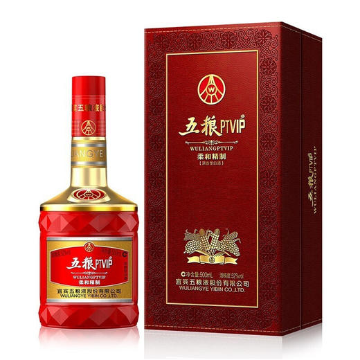 五粮PTVIP柔和精制52度纯粮白酒500mL 商品图0
