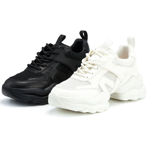 westory真皮厚底增高网面老爹鞋女款2023秋季新款高级感圆头老爹鞋S23AM56391 商品图3