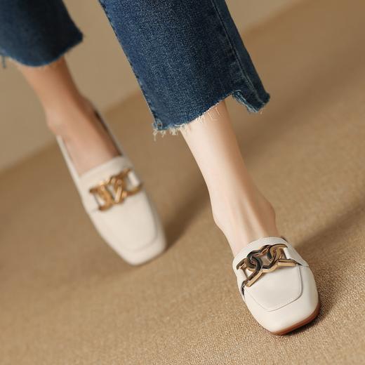 ZHR半拖女2023新款包头拖鞋心形饰扣平底穆勒拖软底轻便休闲凉拖 商品图0