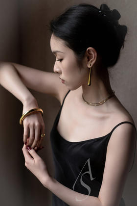 Sophie Buhai  纯银/银镀金长水滴型Lou Lou缟玛瑙耳环（一对）