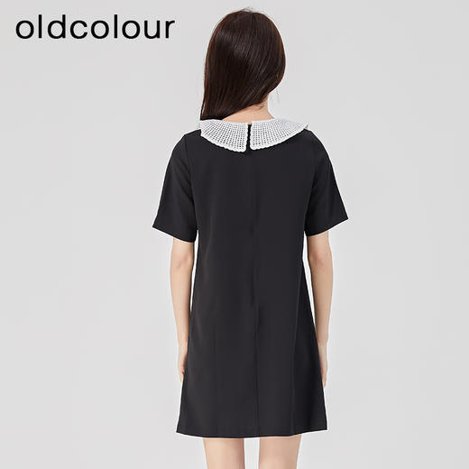 oldcolour2023夏季新款黑色气质设计感宽松短款连衣裙O24101430 商品图4