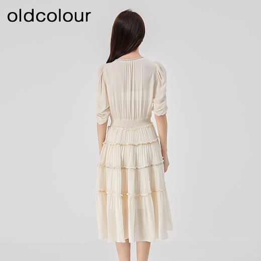 oldcolour2023夏季新款法式气质优雅V领高腰蛋糕连衣裙O24101536 商品图4