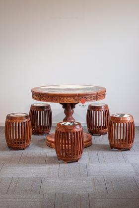 红桥红  家具严选  缅甸花梨（大果紫檀）【云石面108清式小圆桌】