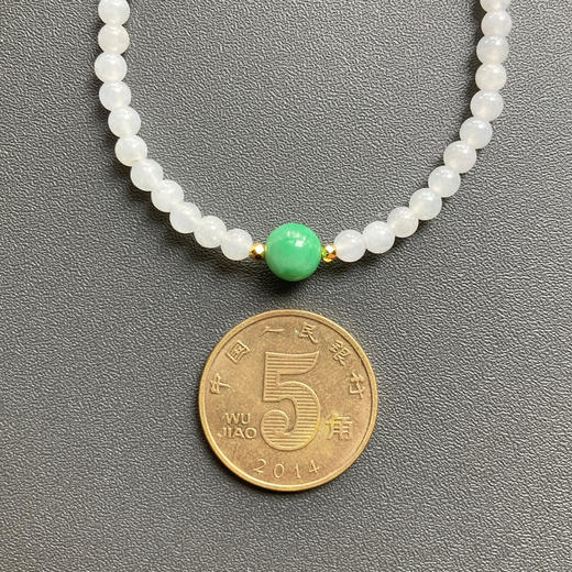 糯冰种翡翠珠串手钏18k黄金镶嵌 商品图4