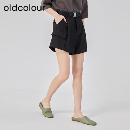 oldcolour2023夏季新款休闲通勤高腰直筒显瘦西装短裤女O24071458 商品图3