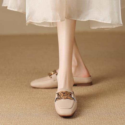 ZHR半拖女2023新款包头拖鞋心形饰扣平底穆勒拖软底轻便休闲凉拖 商品图4