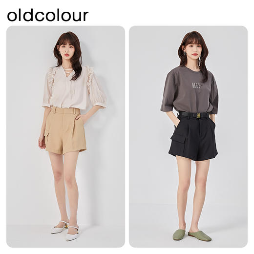 oldcolour2023夏季新款休闲通勤高腰直筒显瘦西装短裤女O24071458 商品图2