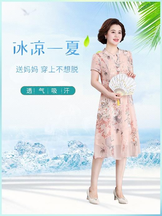 时尚洋气改良旗袍中老年人女装夏季雪纺连衣裙（货号 ML8863） 商品图2