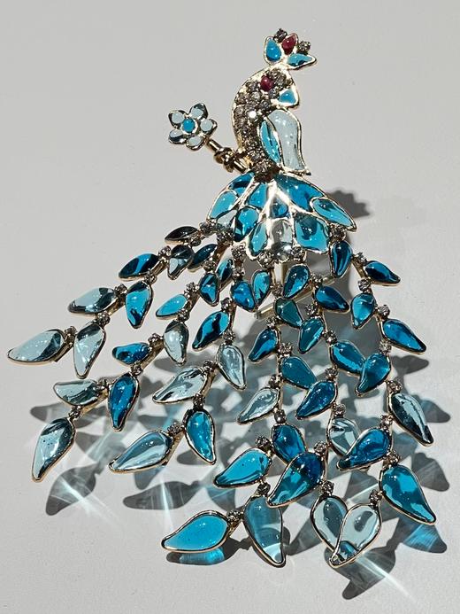 订购6个月到｜Gripoix Paris-Vintage 孔雀 胸针［法国设计师］ 商品图4