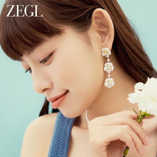 ZEGL设计师秘密花园系列长款花朵耳环女耳钉小众设计感高级耳饰品 商品图2