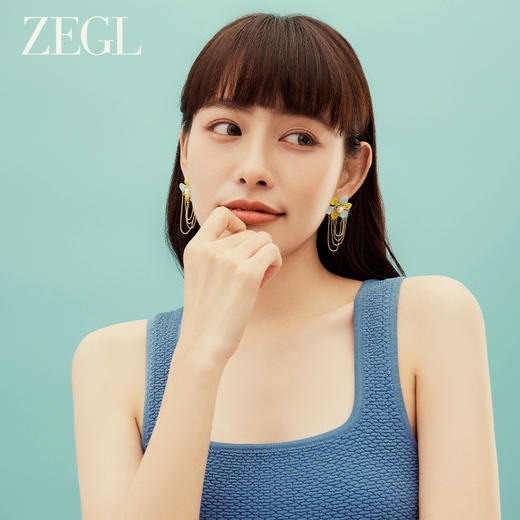 ZEGL设计师秘密花园系列花朵流苏耳环女高级感珍珠耳钉夏天耳饰品 商品图2