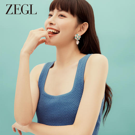 ZEGL设计师秘密花园系列粉色花朵耳环女小众设计感耳钉银针耳饰品 商品图3