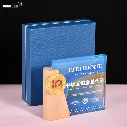 彩印水晶奖杯定制奖牌定做榉木实木经销代理加盟商授权牌荣誉摆件 商品图8
