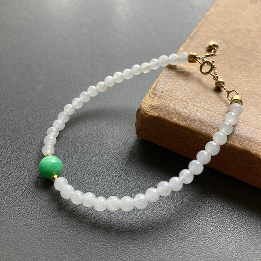 糯冰种翡翠珠串手钏18k黄金镶嵌 商品图1