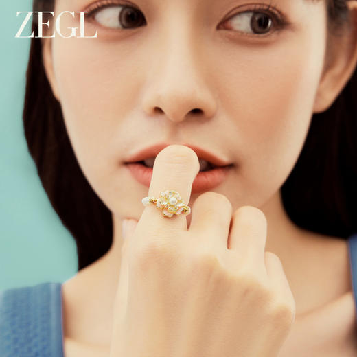 ZEGL设计师秘密花园系列花朵珍珠戒指女小众设计高级感指环食指戒 商品图1