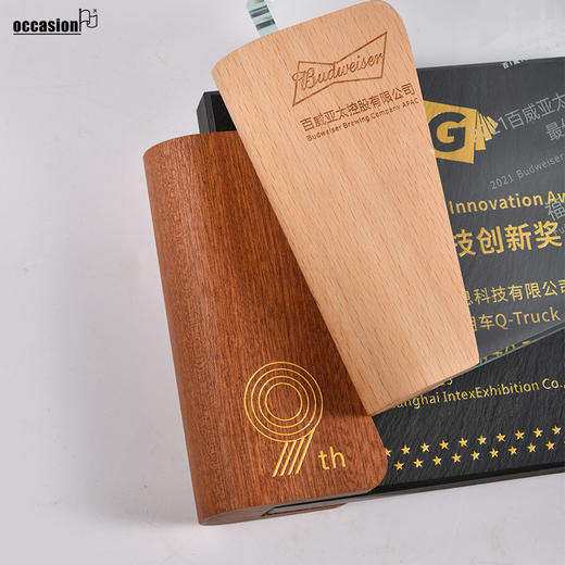 彩印水晶奖杯定制奖牌定做榉木实木经销代理加盟商授权牌荣誉摆件 商品图7