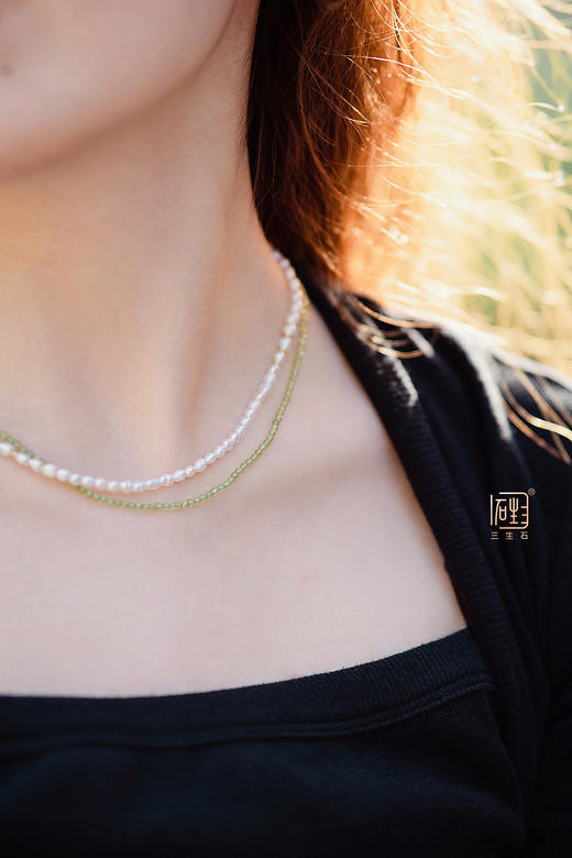 三生石“双向奔赴”彩宝米珠双层设计项链 商品图7