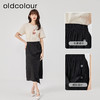 oldcolour2023夏季新款黑色高腰显瘦直筒中长款半身裙O24063431 商品缩略图1