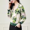 春夏小清新印花仿真丝短外套，女连帽宽松休闲开衫卫衣KQL-B43N8332 商品缩略图0