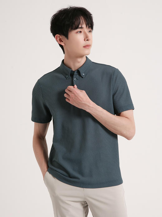 callisto绿色舒适弹力翻领T恤 SSTSS011C 商品图0