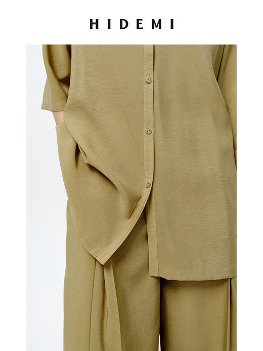 HIDEMI极简v领廓形可拆卸腰带设计感套装 上衣/阔腿裤 商品图5