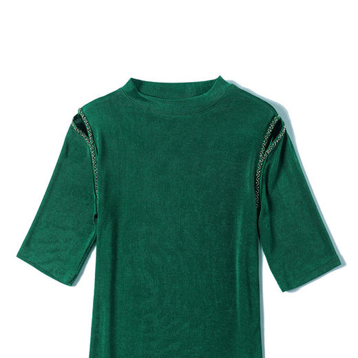 夏季新款，洋气百搭圆领漏肩钉珠冰丝针织打底衫t恤KQL-E37M2632 商品图3