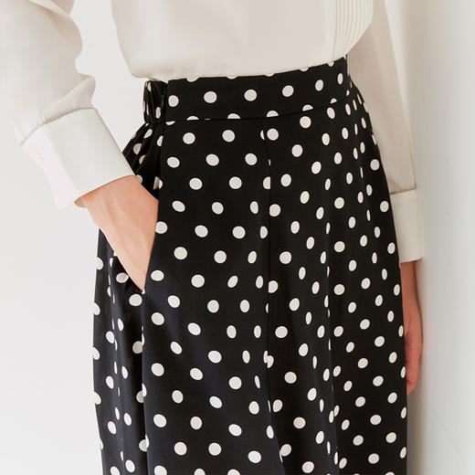 【桑蚕丝黑底波点半裙】23年春夏新品女士100%桑蚕丝裙子中长款真丝裙子 商品图3