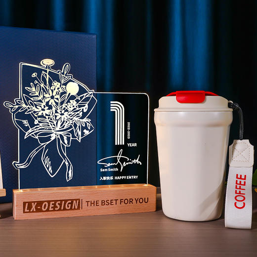 发光水晶奖杯杯子定制定做教师节毕业光荣退休员工实木摆件纪念品 商品图5