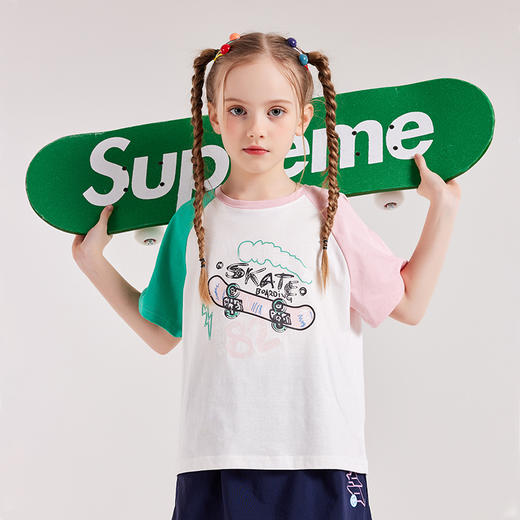 【多美乐】龙之涵 亲子款百棉双色短袖T恤 23年新款中大童纯棉短袖背心 婴幼儿A类标准 商品图5